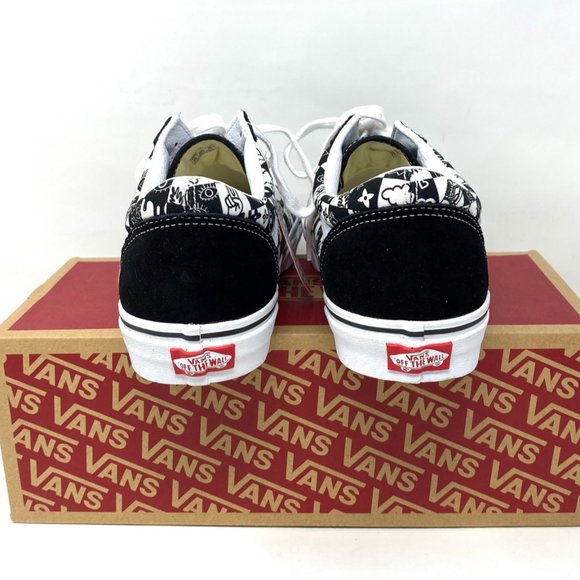 VANS Men's Size VN0A7Q2J6U6 OLD SKOOL Doodle Checkerboard Black White Sneaker - Picture 9 of 11